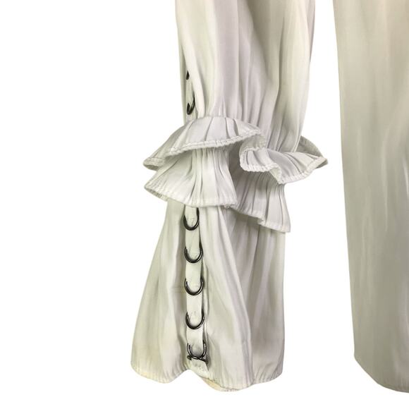 Ramy Brook Sheila Hoop-Hardware Top Wmns XS Ruffle Long Sleeve Peasant - Picture 6 of 10